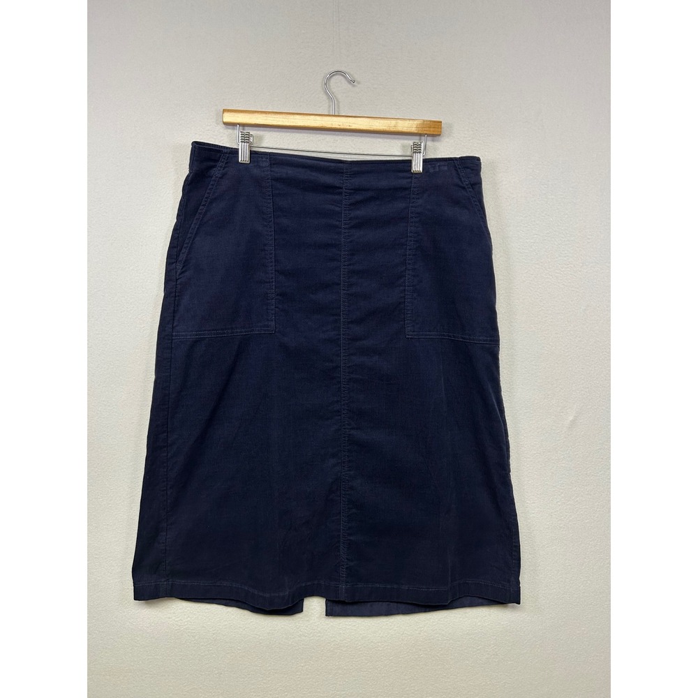 Dark Academia Croft & Barrow Women XL Navy Blue Corduroy Midi Skirt